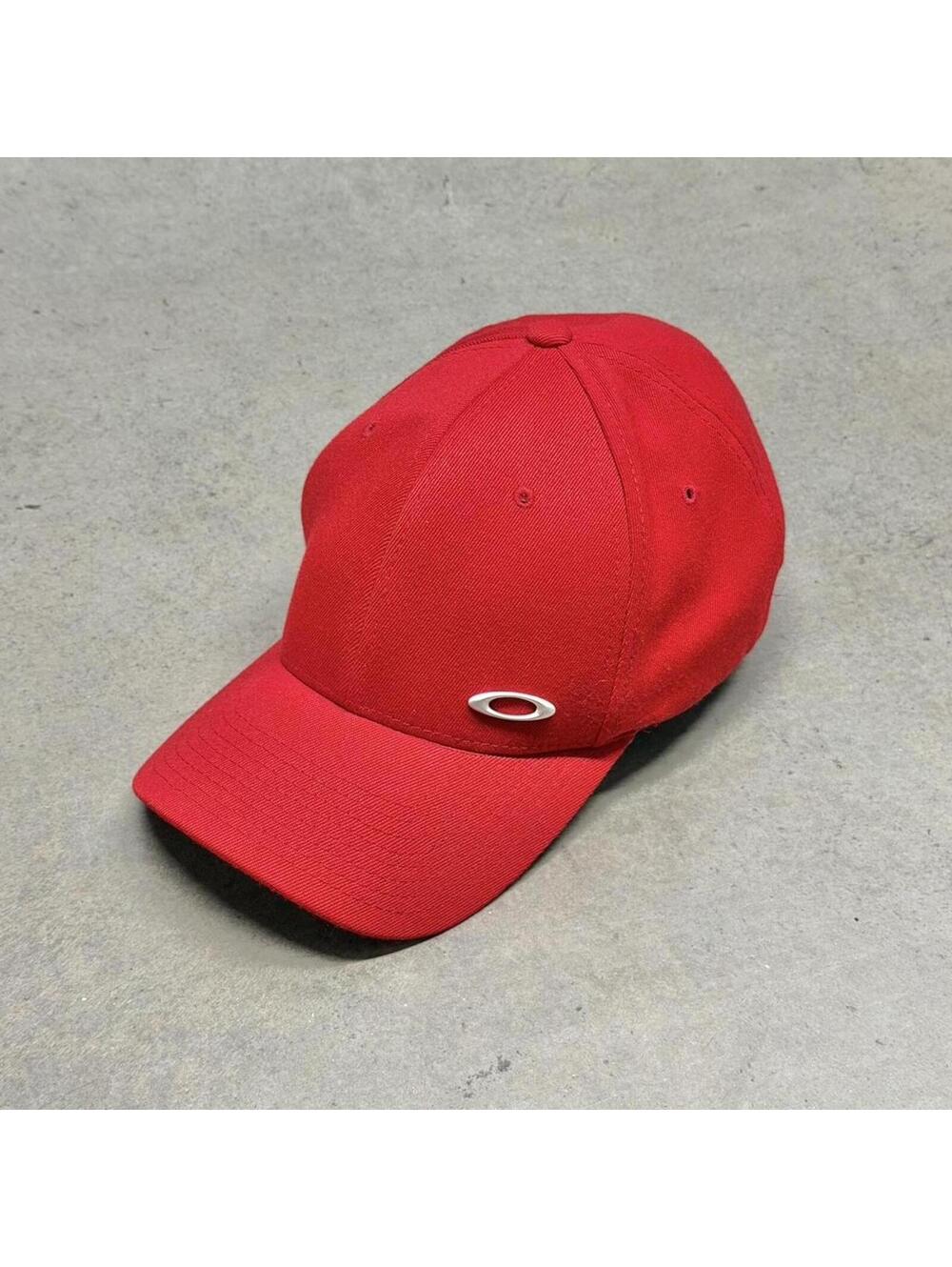 Vintage Oakley Software Hat Mens L/XL Red FlexFit Chrome Logo Gorpcore Y2K